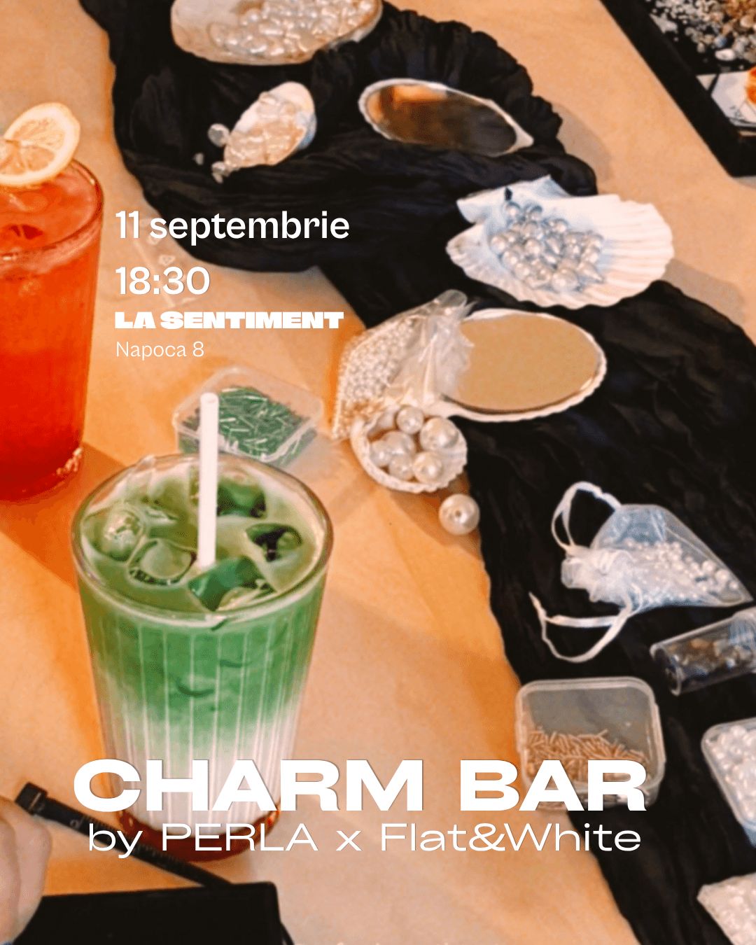 Imagine pentru PERLA x Flat&White — Charm Bar